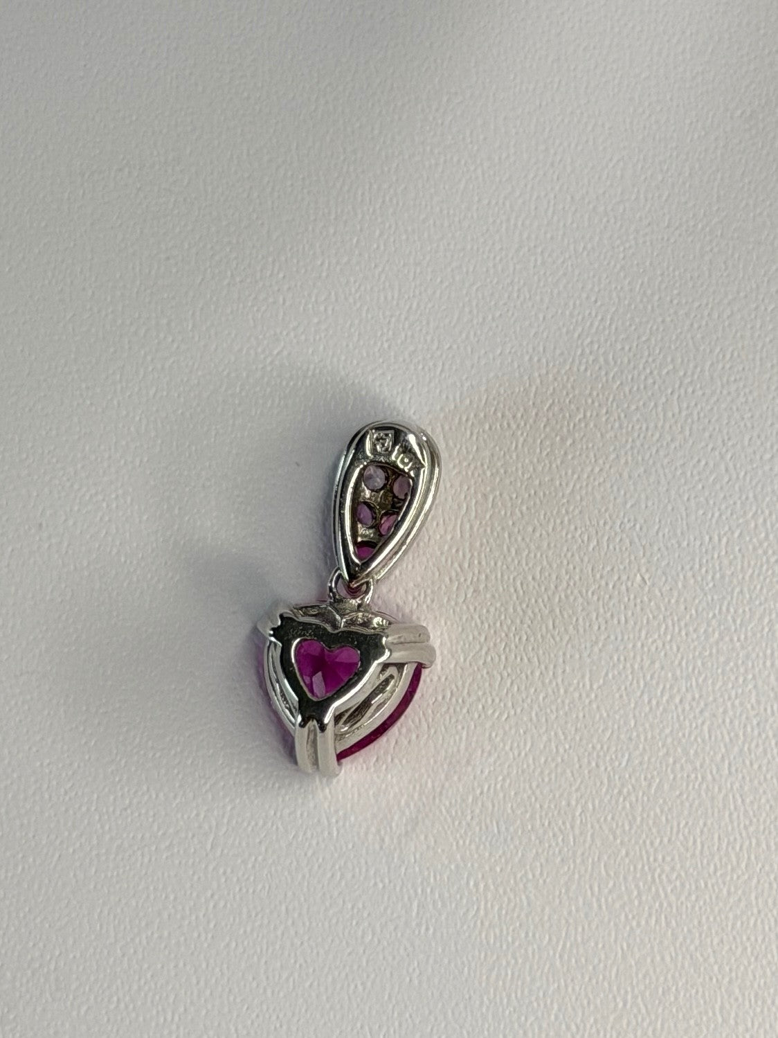 10K White Gold Pink Topaz Heart Pendant