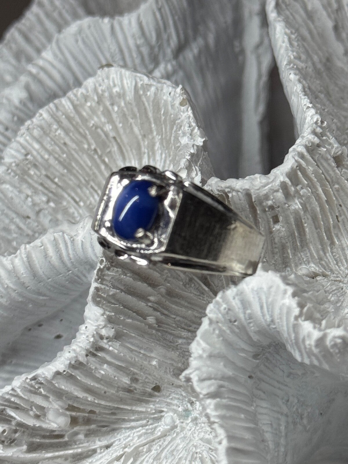 Men's 925 Sterling Silver Star Sapphire Ring Size 8.5