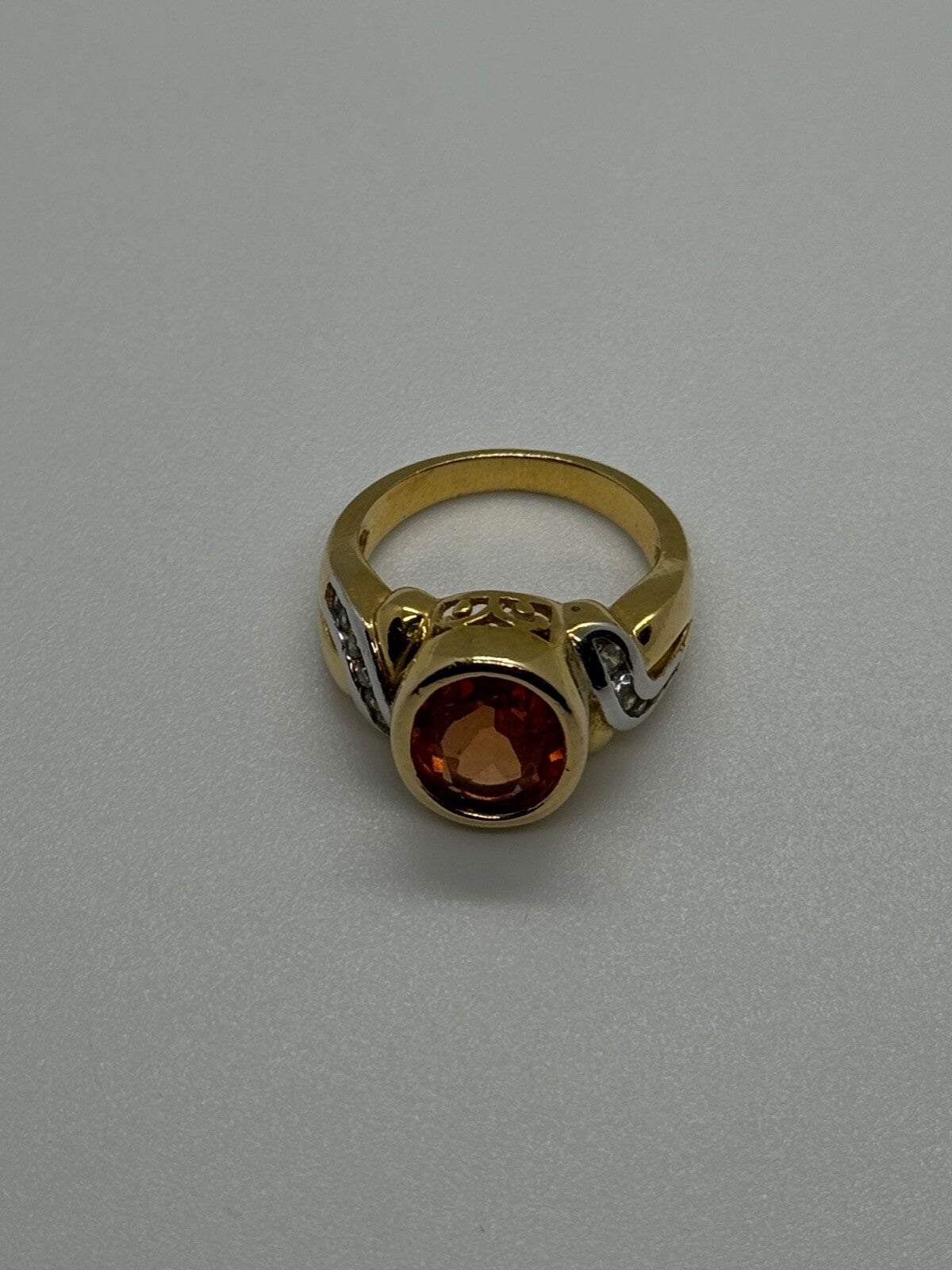 925 Sterling Silver Gold Plated CZ Ring Size 6