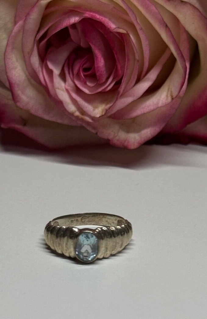 925 Sterling Silver Topaz Ring Size 6