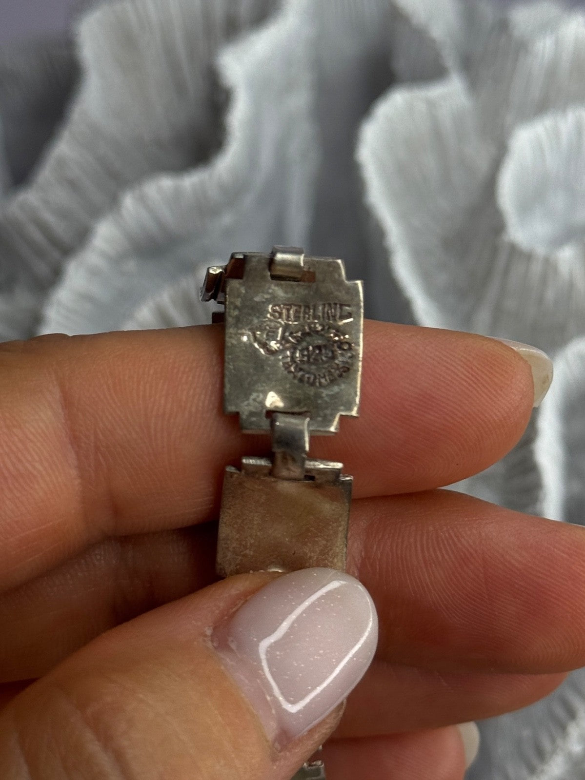 Vintage 925 Sterling Silver Abalone Bracelet Length 6.5