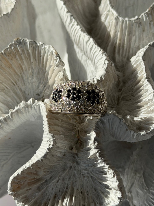 925 Sterling Silver Cz Flowers Ring Size 5