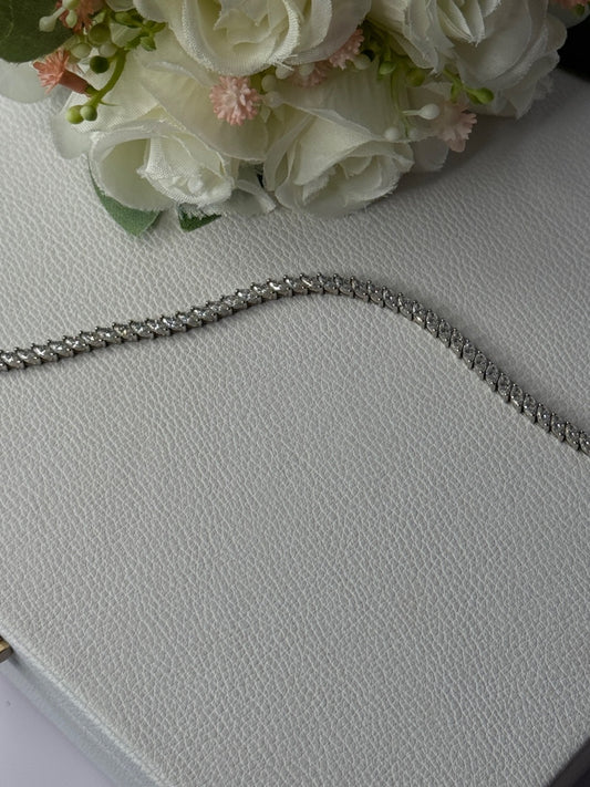 Elegant 925 Sterling Silver CZ Bracelet Length 7.5 Inch