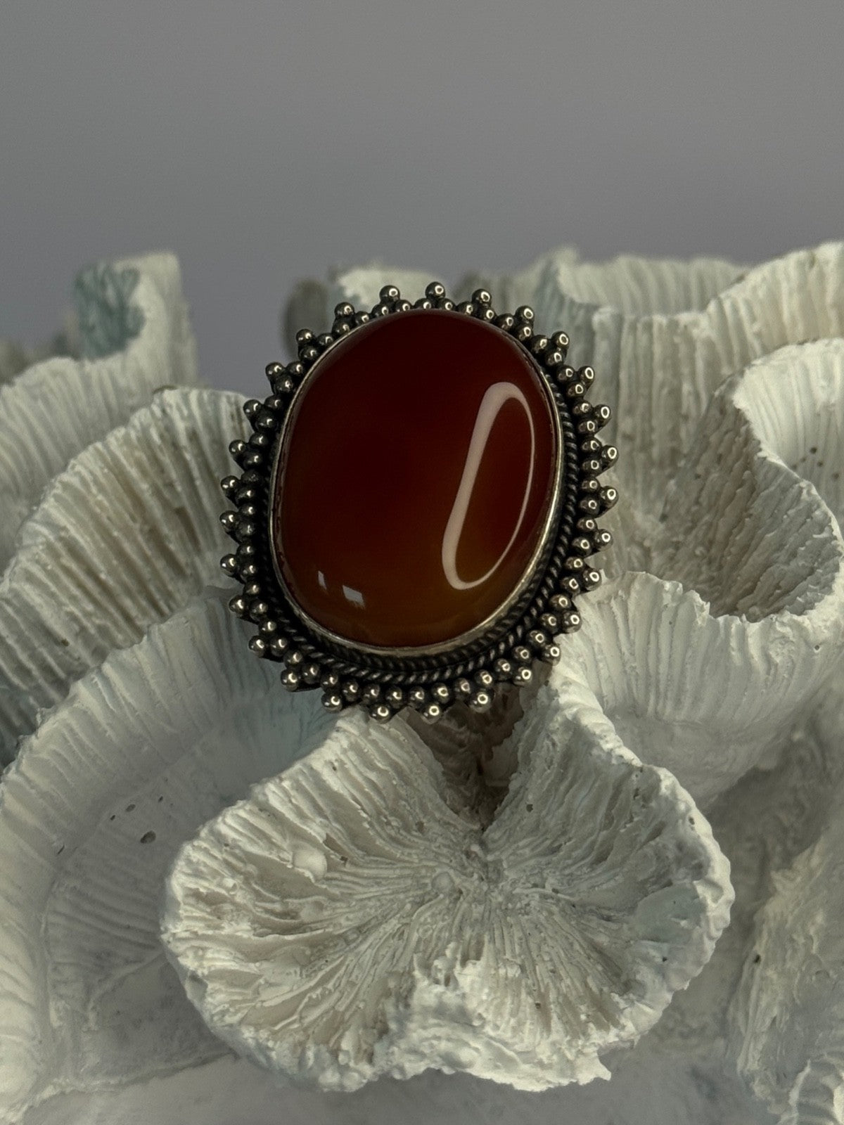 Vintage 925 Sterling Silver Carnelian Ring Size 6