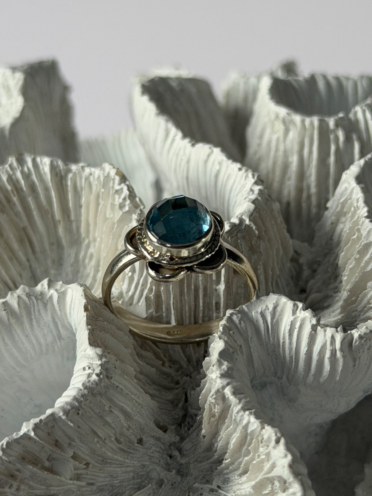 Vintage 925 Sterling Silver Aquamarine Ring Size 8