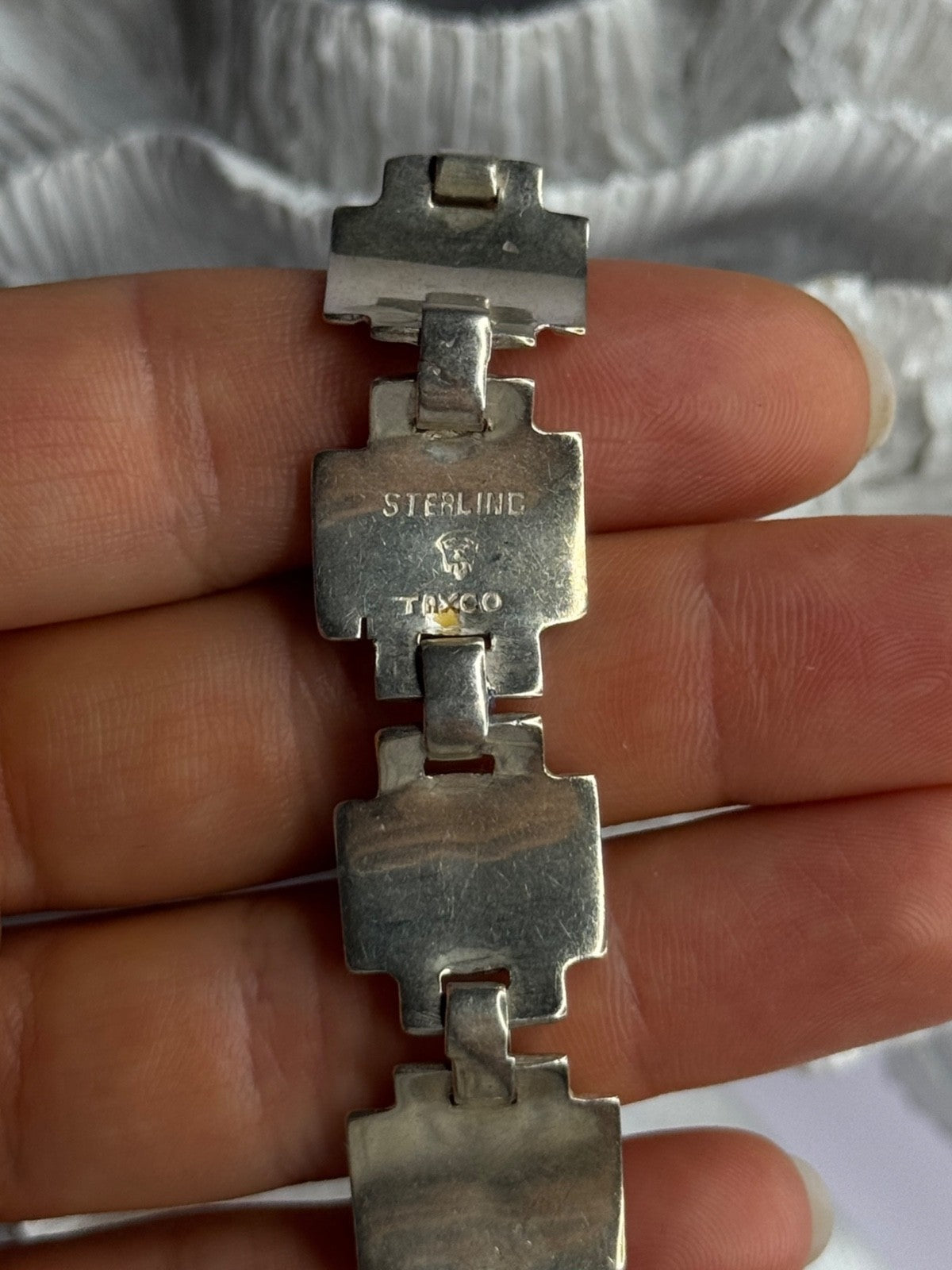 Vintage 925 Sterling Silver Abalone Bracelet Length 7