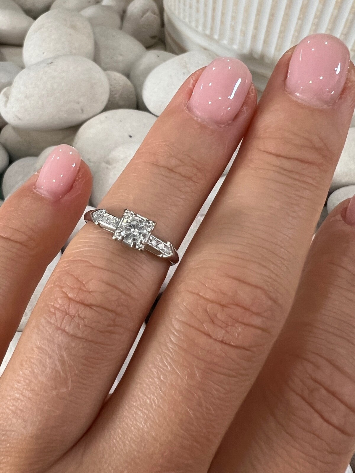 Jabel 18K White Gold Diamonds Ring Size 4.5