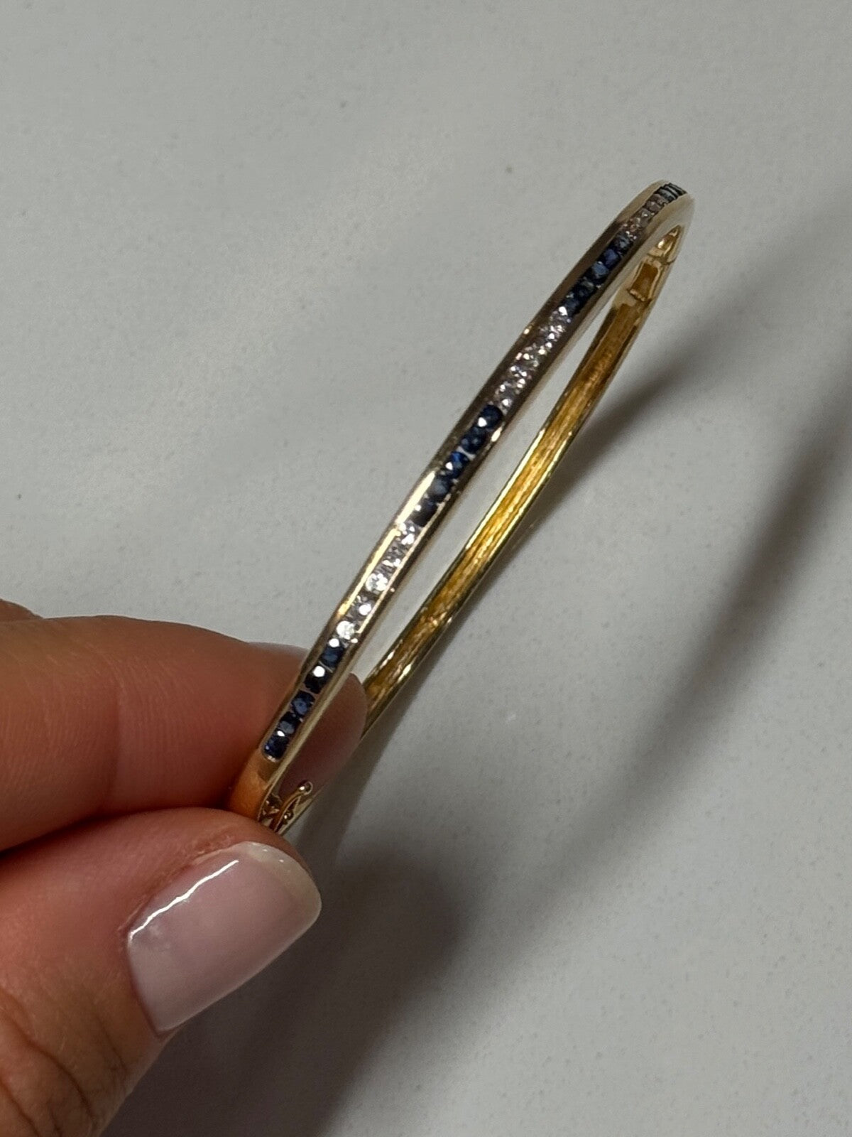 14K Yellow Gold Bracelet Blue & White Sapphire