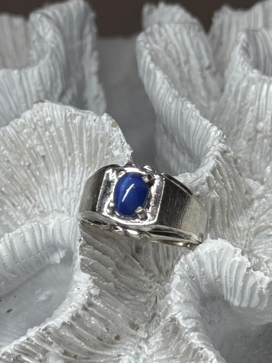 Men's 925 Sterling Silver Star Sapphire Ring Size 8.5