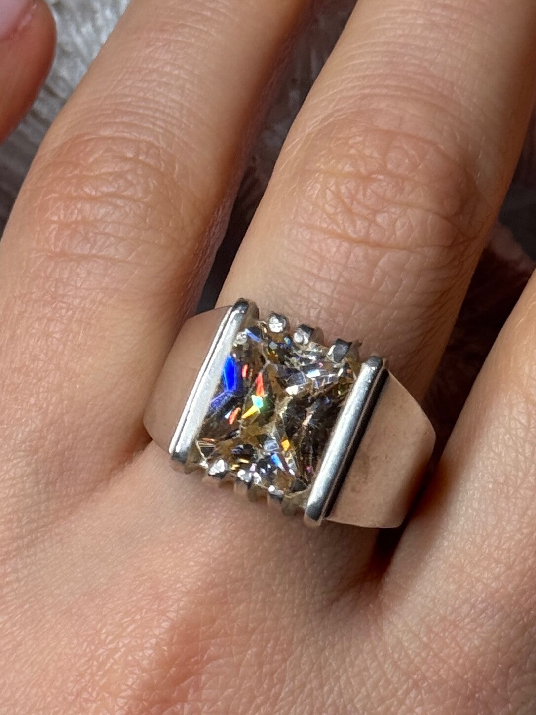 Men'S 925 Sterling Silver Yellow Spinel Ring Size 8.5