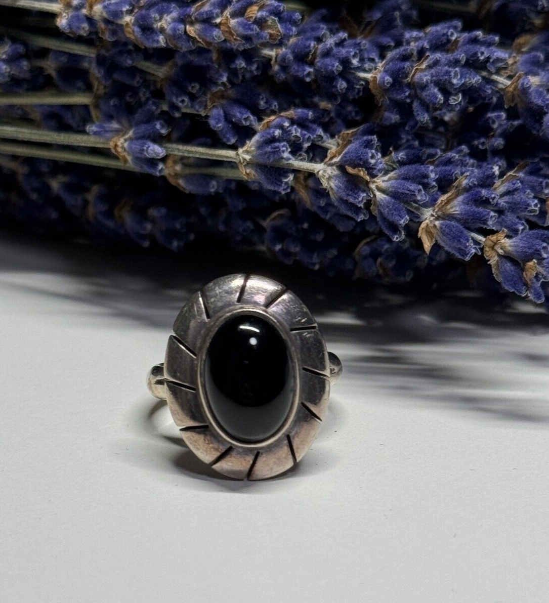 925 Sterling Silver Onyx Ring Size 8.5