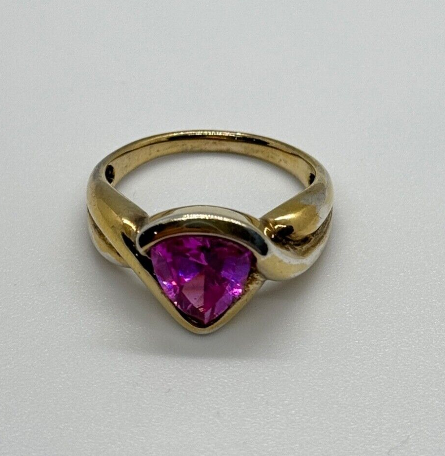 925 Sterling Silver Pink Topaz Ring Size 9