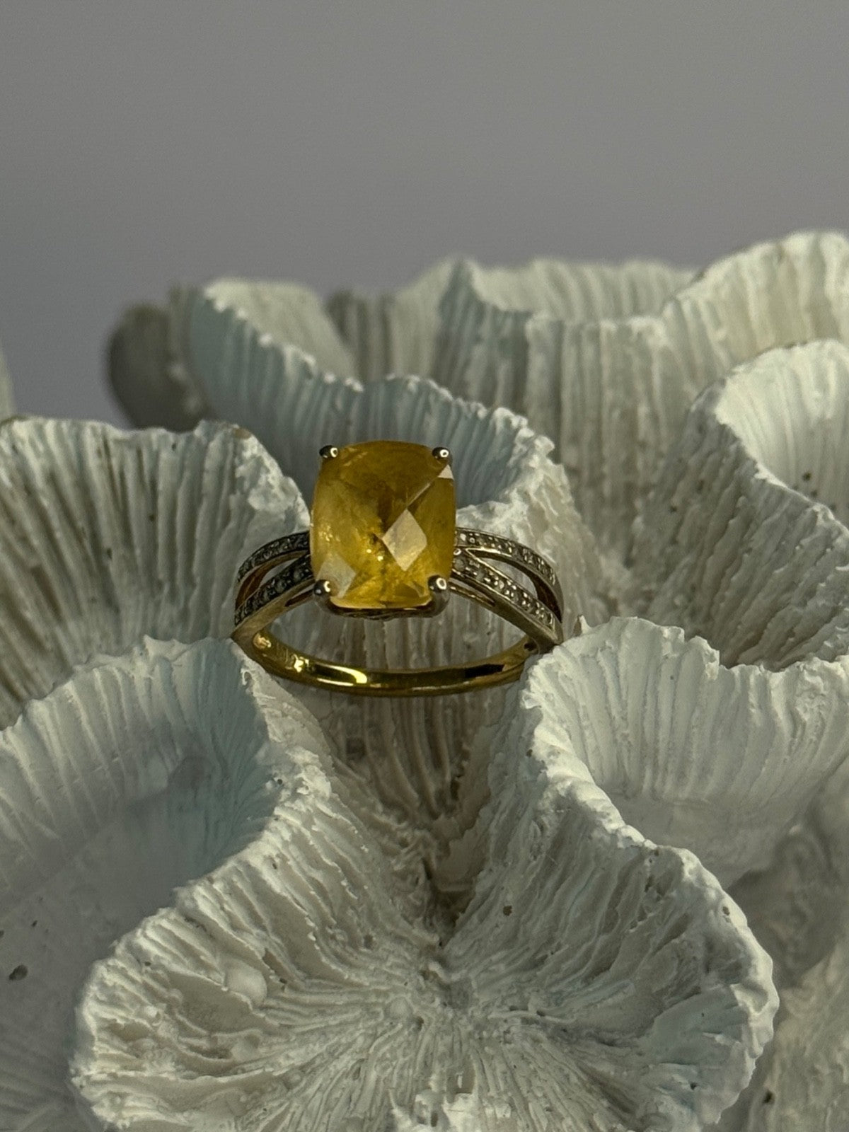 925 Sterling Silver Citrine & Beryl Ring Size 7