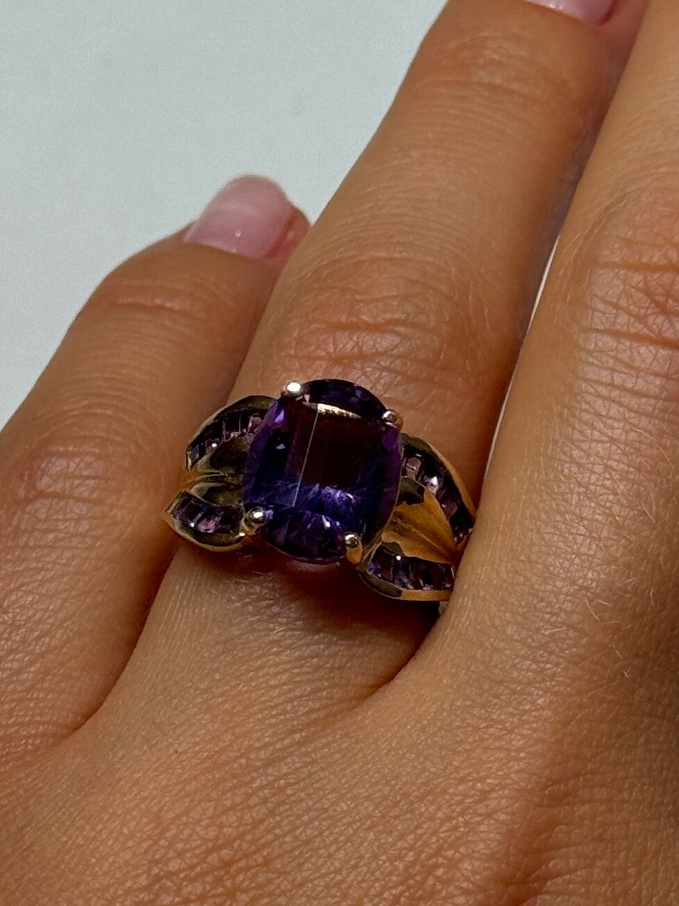 10K Yellow Gold Amethyst Ring Size 7