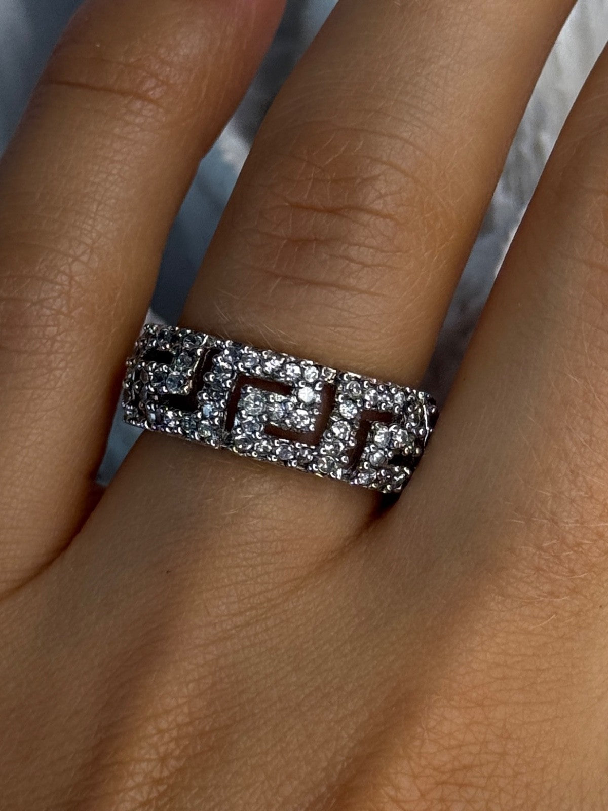 Elegant Design 925 Sterling Silver Beryl Ring Size 7.5