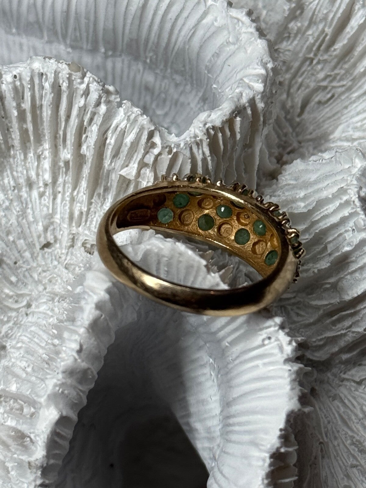 10K Yellow Gold Ring Emerald & Diamond Size 6