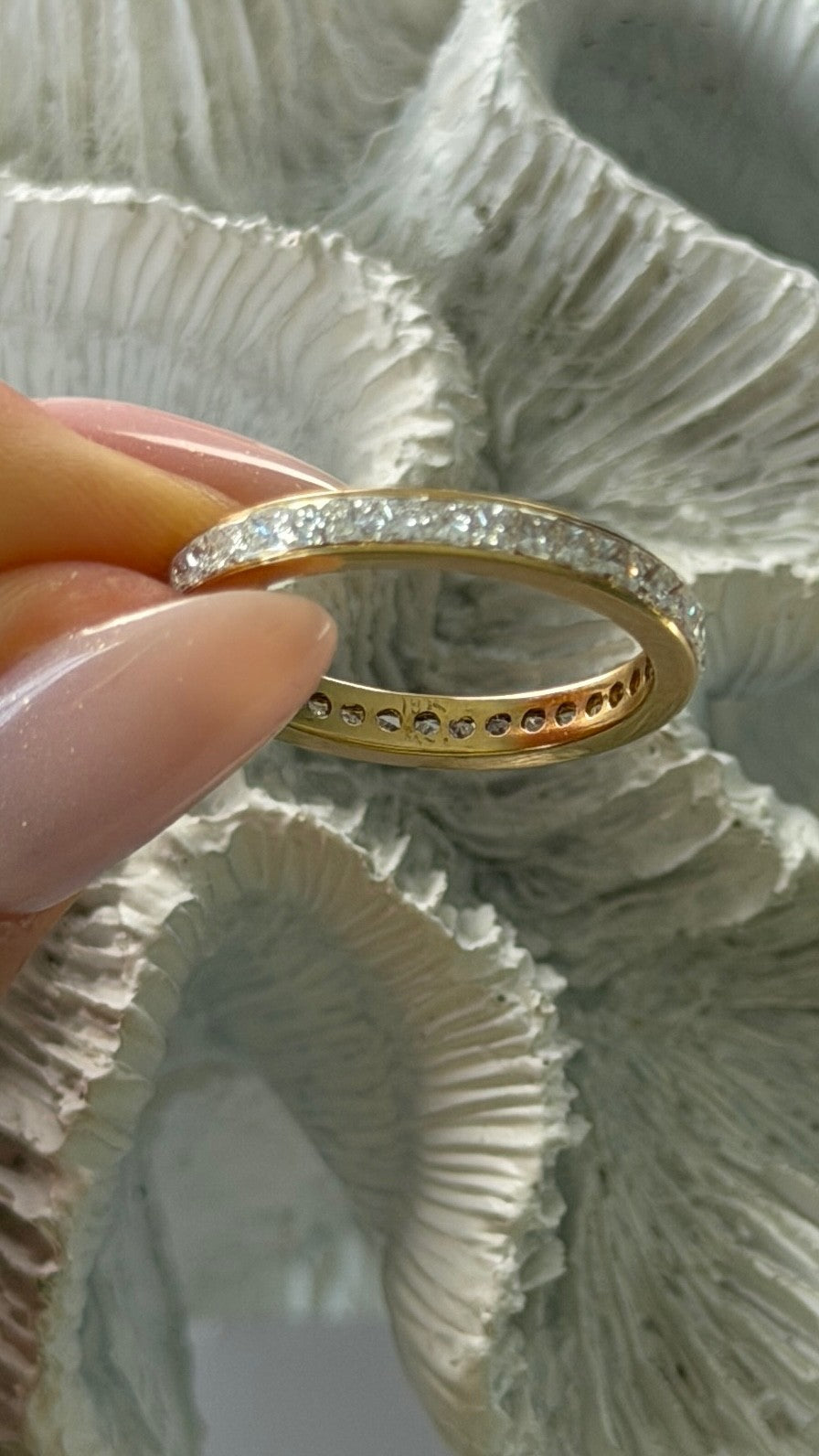 18K Yellow Gold Diamond 1.50 ct Band Ring Size 9.5