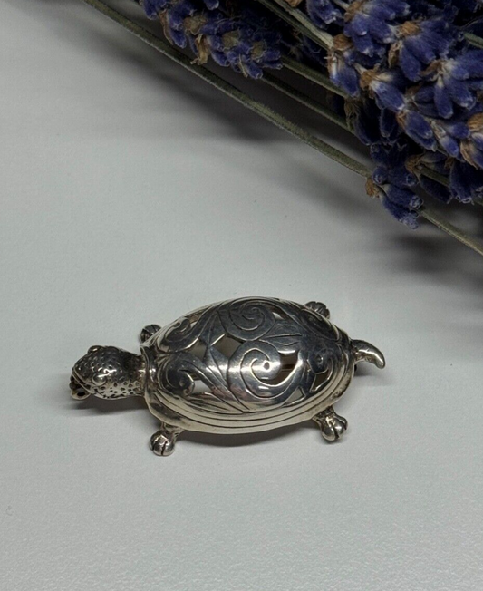 925 Sterling Silver Turtle Brooch