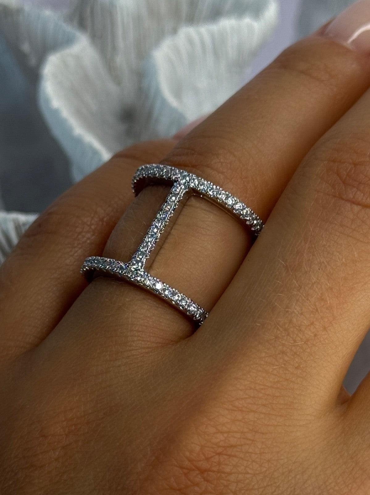 Elegant Design 925 Sterling Silver CZ Ring Size 7 & 8