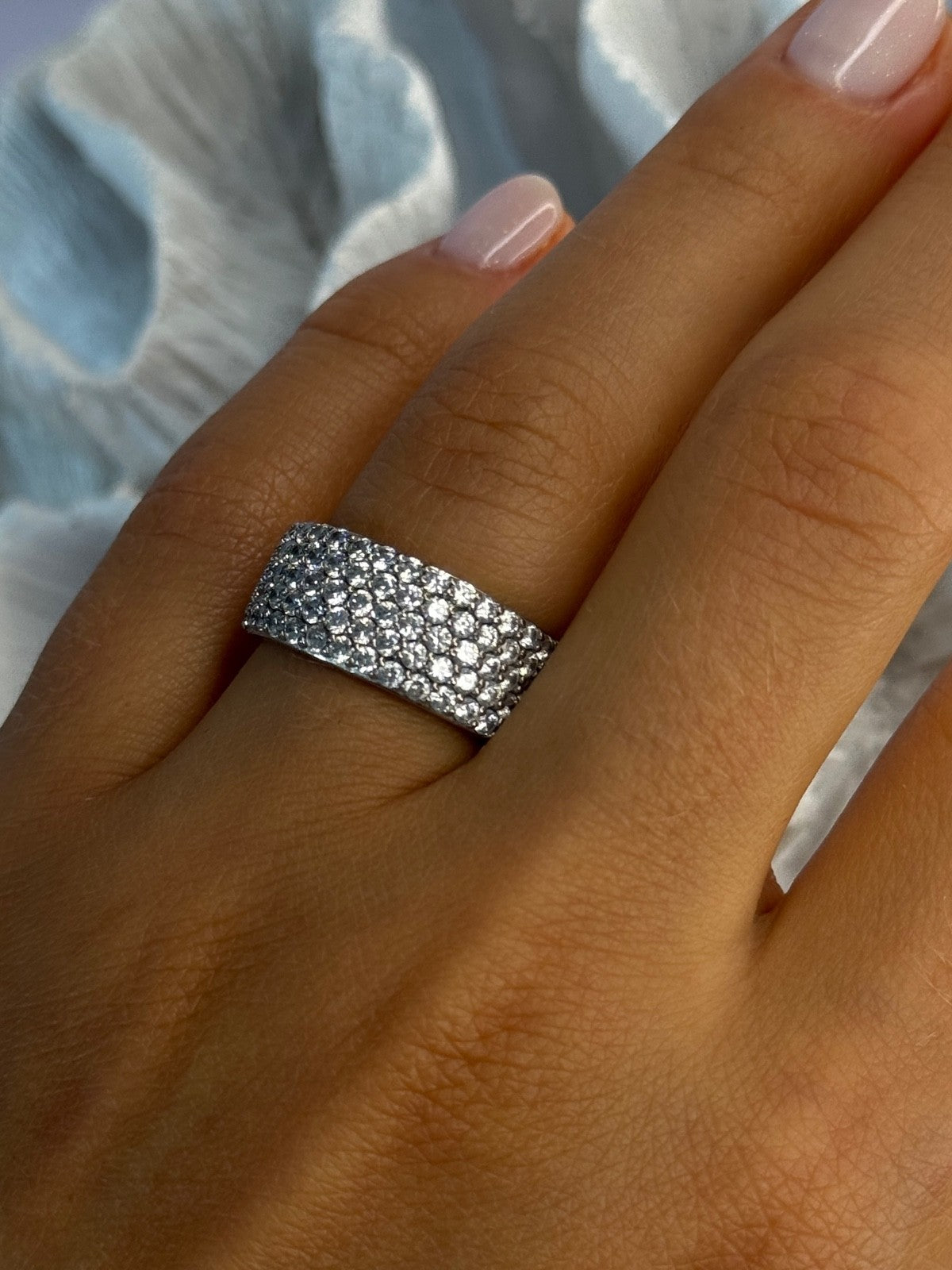 Elegant 925 Sterling Silver White Topaz Ring Size 6.5
