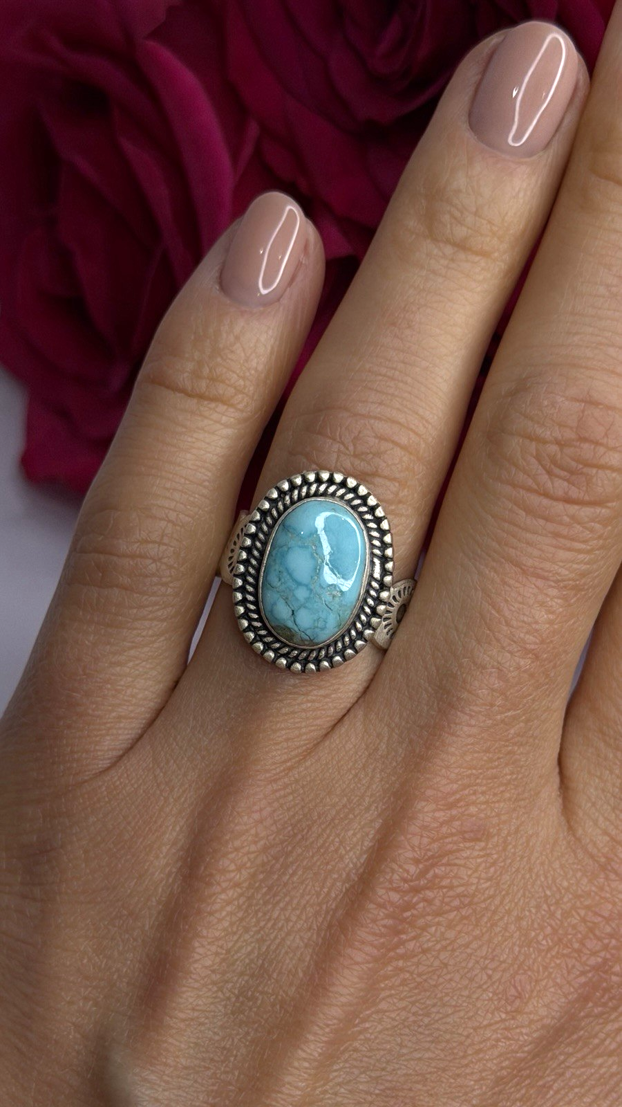Adjustable Vintage 925 Sterling Silver Blue Turquoise Ring