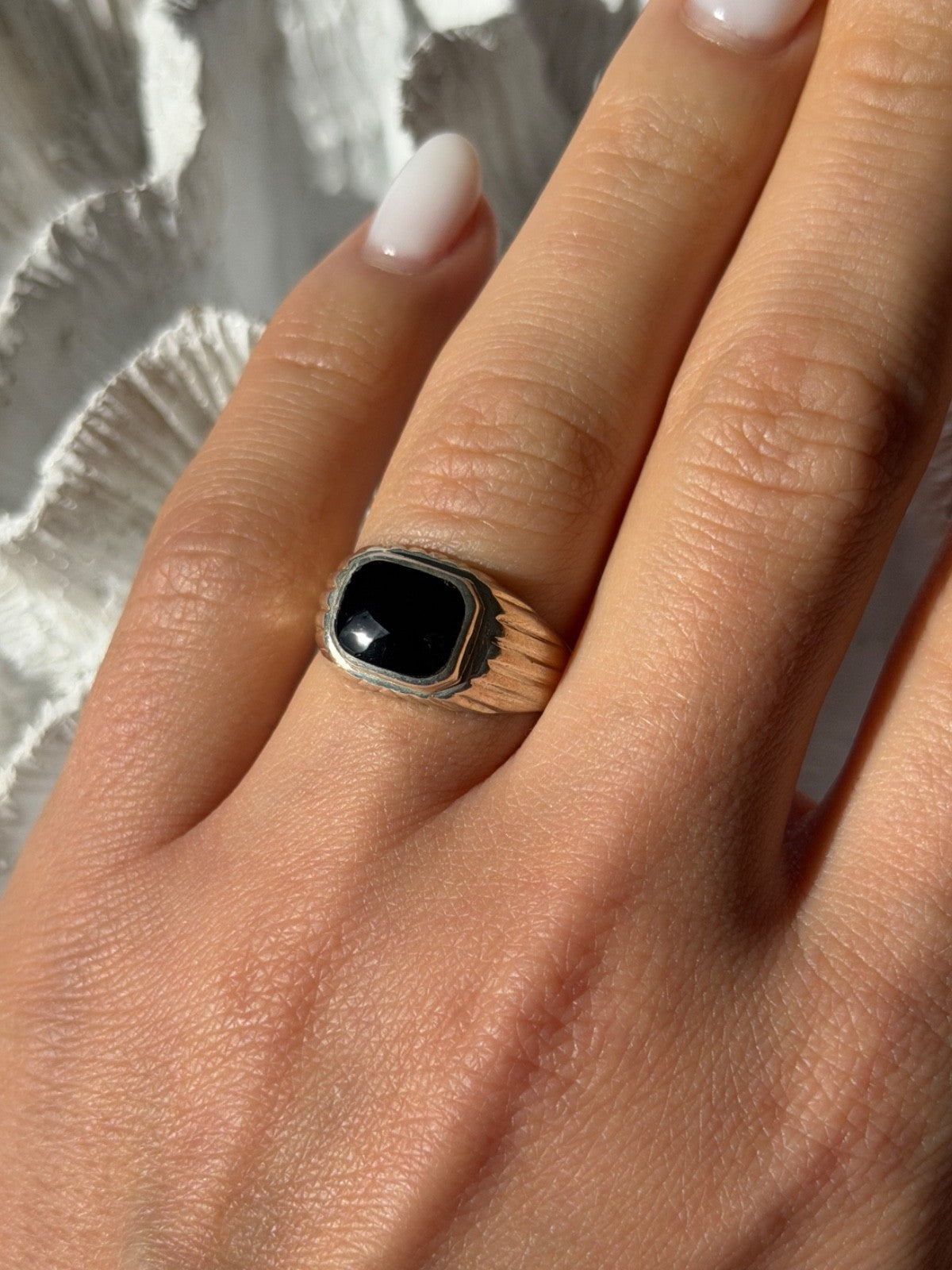 925 Sterling Silver Onyx Ring Size 7