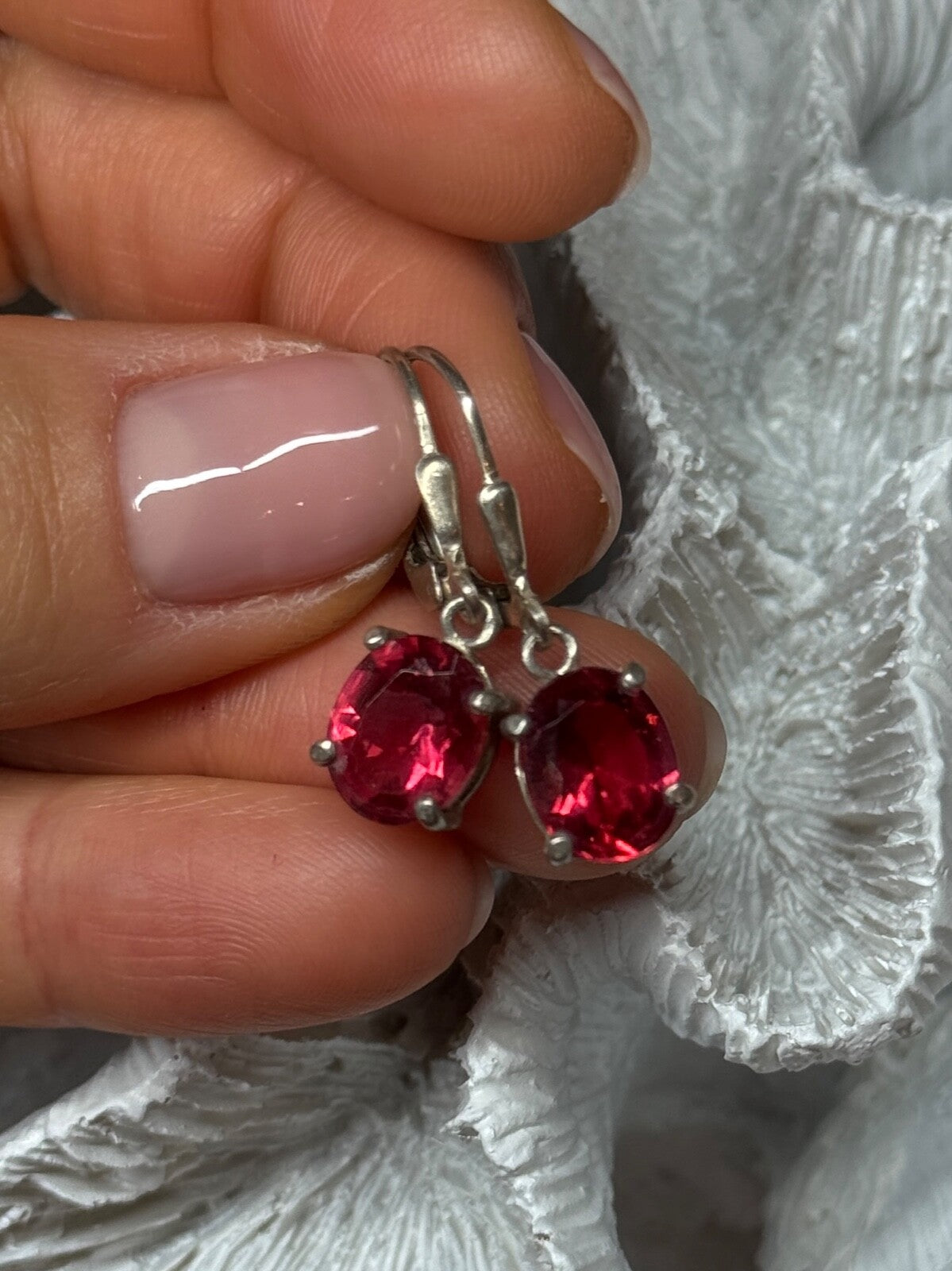 925 Sterling Silver Spinel Earrings Length 1.1 Inch