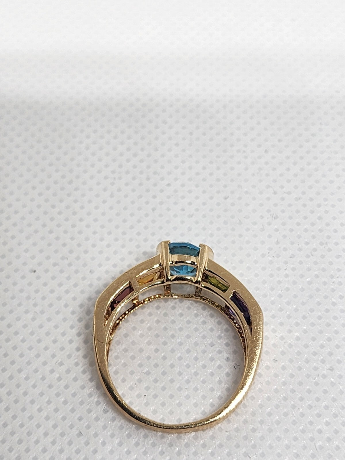 10K Yellow Gold Topaz, Amethyst, Peridot, Citrine & Garnet Ring Size 5