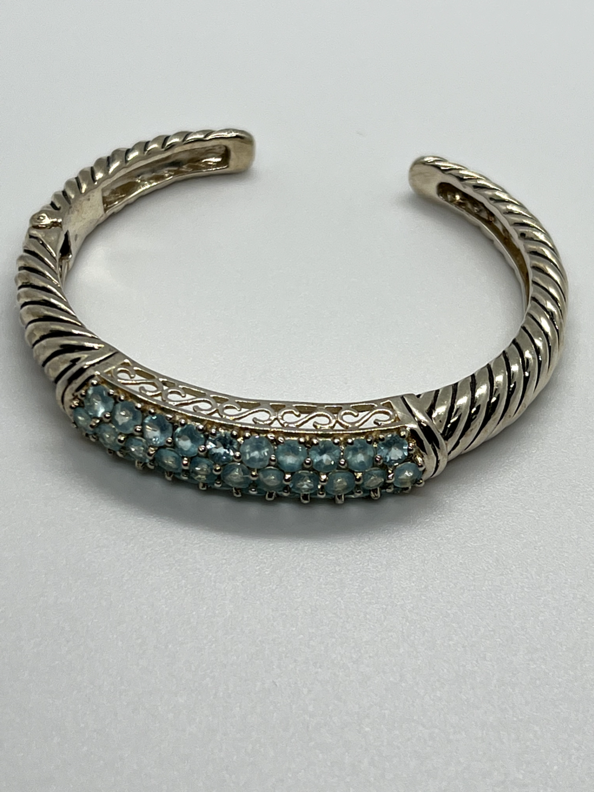 925 Sterling Silver Topaz Hinge Bracelet