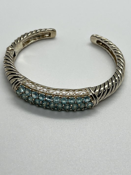 925 Sterling Silver Topaz Hinge Bracelet