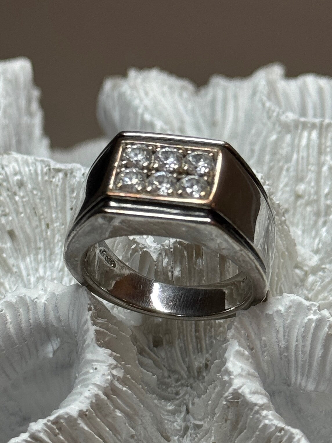 925 Sterling Silver CZ Men'S Ring Size 9.5