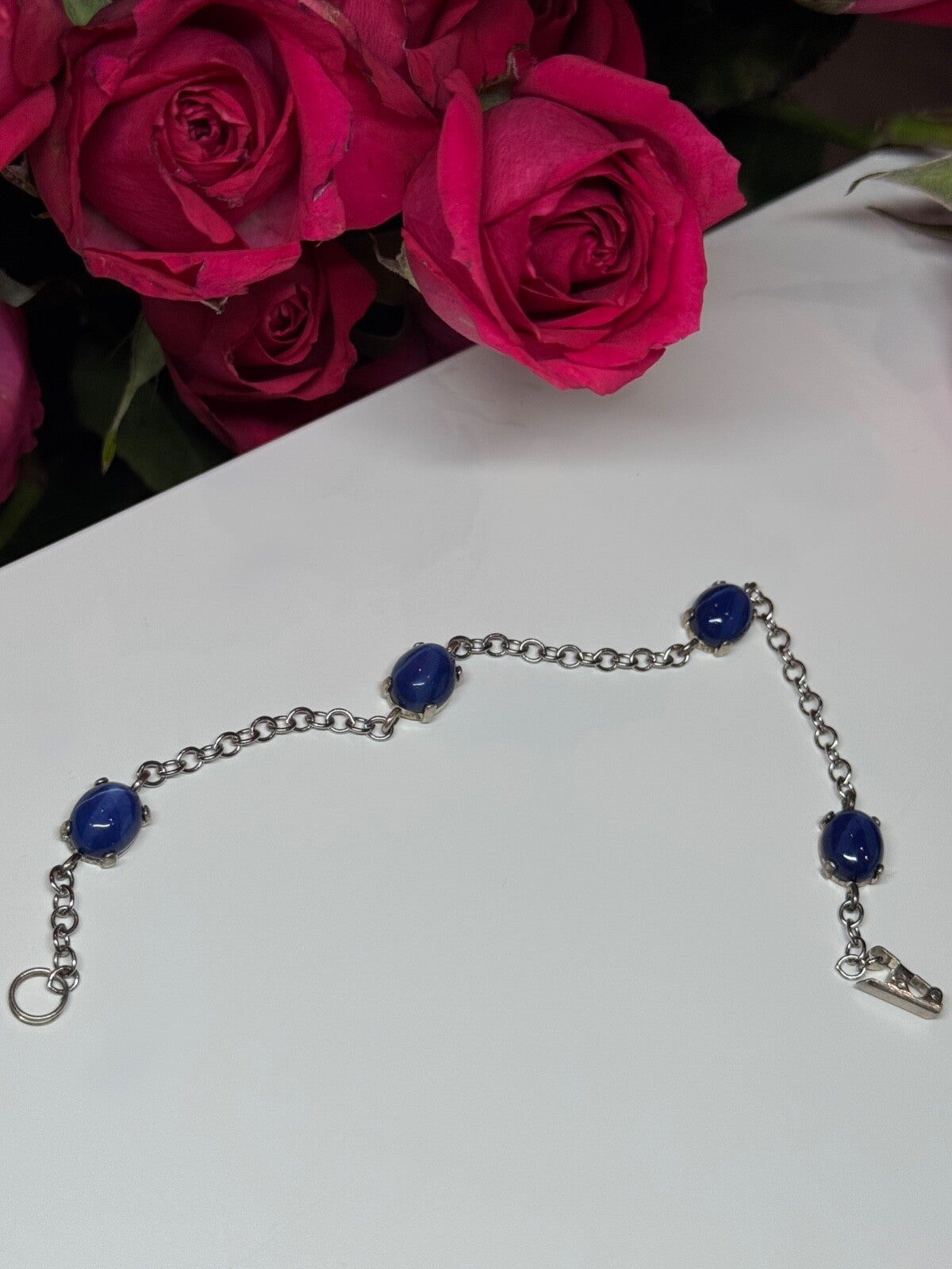 925 Sterling Silver Star Sapphire Bracelet Length 7.5