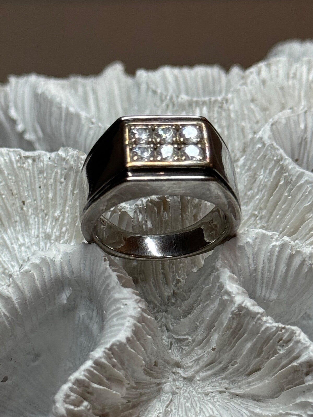 925 Sterling Silver CZ Men'S Ring Size 9.5