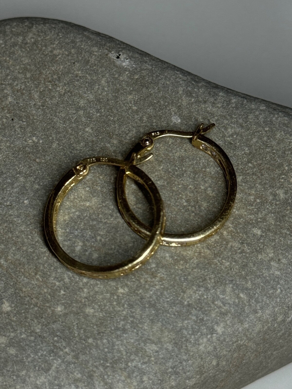 925 Sterling Silver Gold Plated CZ Earrings Length 21.5 Mm