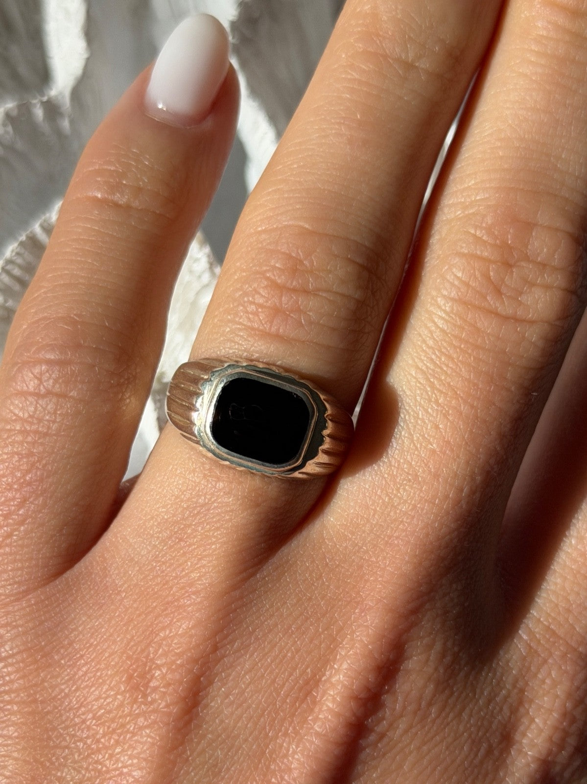925 Sterling Silver Onyx Ring Size 7