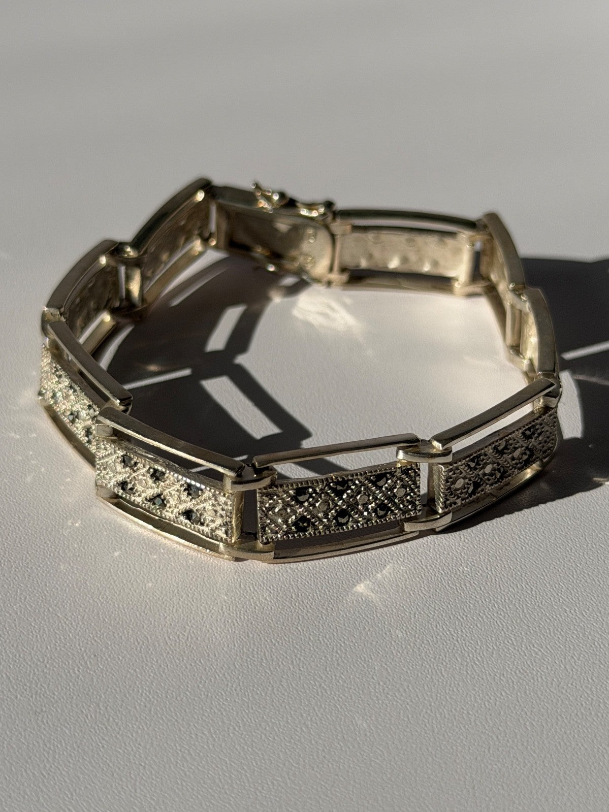 Vintage 925 Sterling Silver Marcasite Bracelet