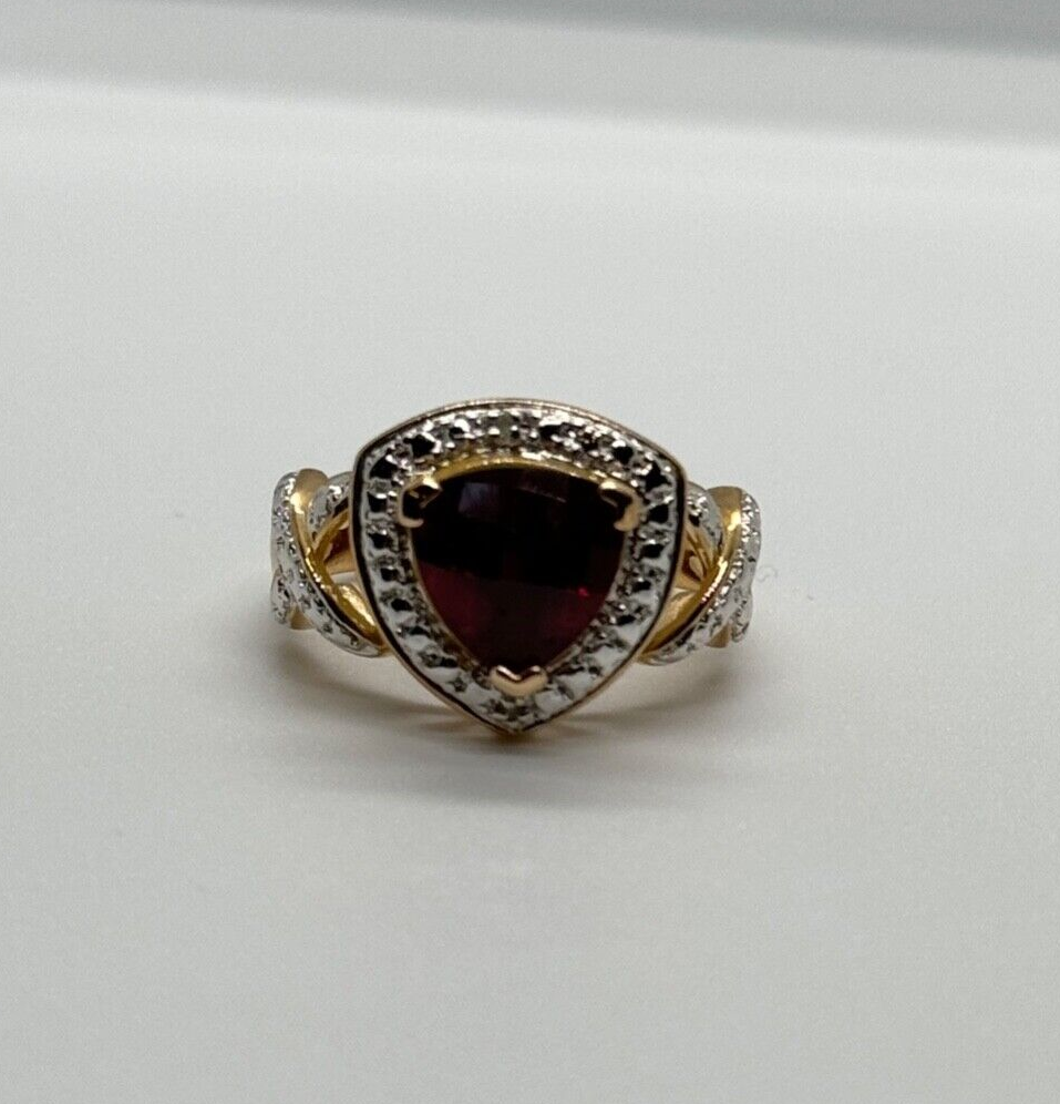 925 Sterling Silver Gold Plated Spinel Ring Size 7