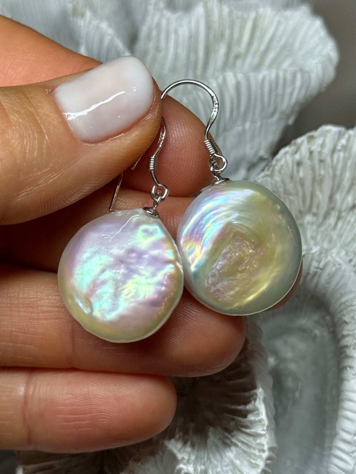 925 Sterling Silver Fresh Water Pearl Earrings Length 1.8 Inch