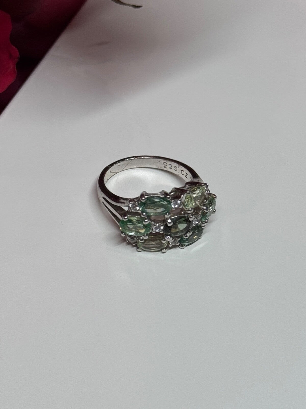 925 Sterling Silver Spinel & CZ Ring Size 6
