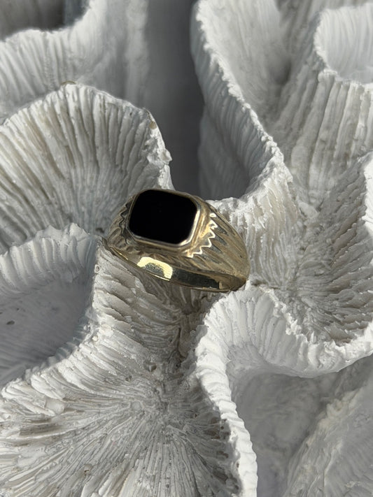 Vintage 925 Sterling Silver Onyx Ring Size 9