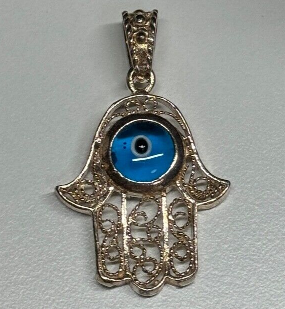 925 Sterling Silver Hamsa Hand Amulet Pendant