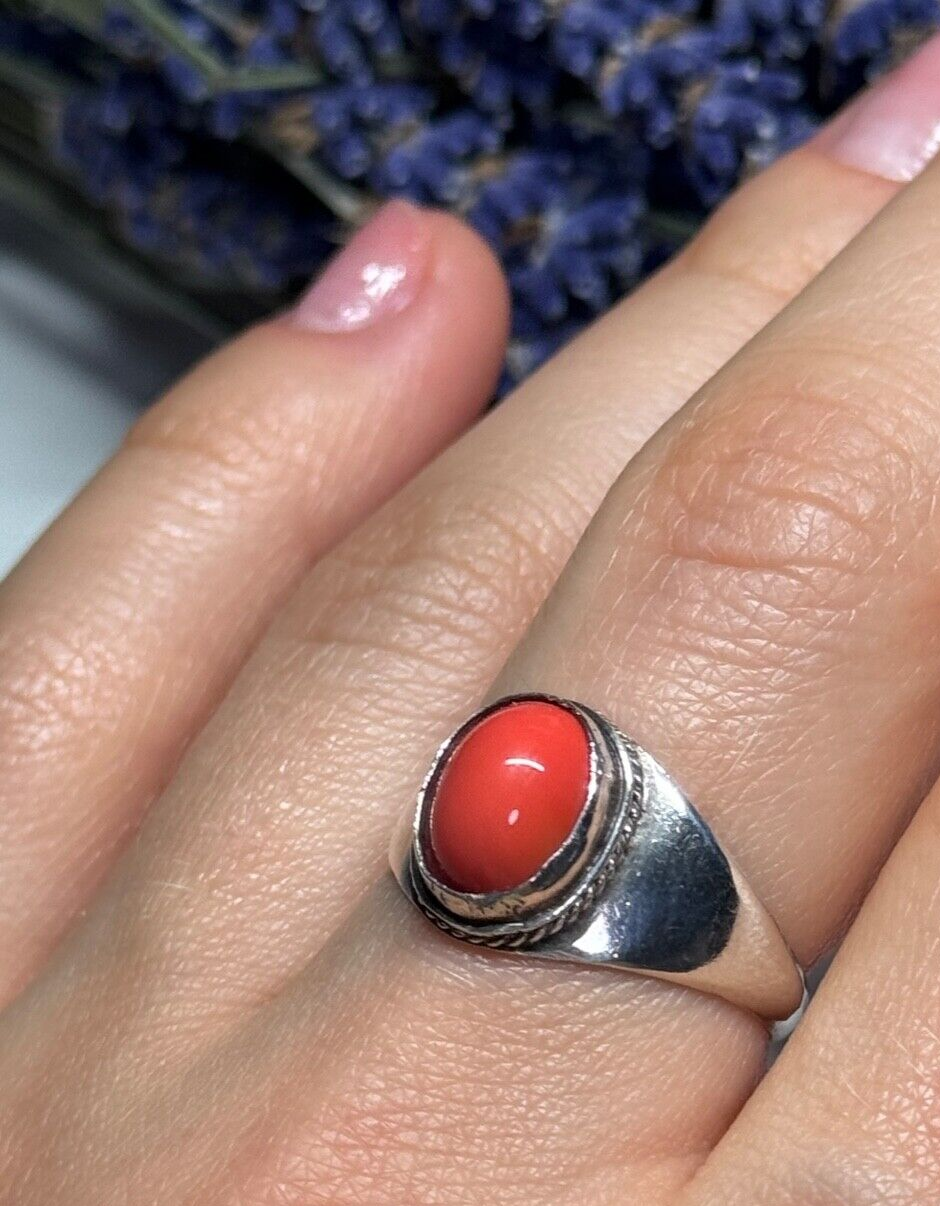 925 Sterling Silver Agate Ring Size 8.5
