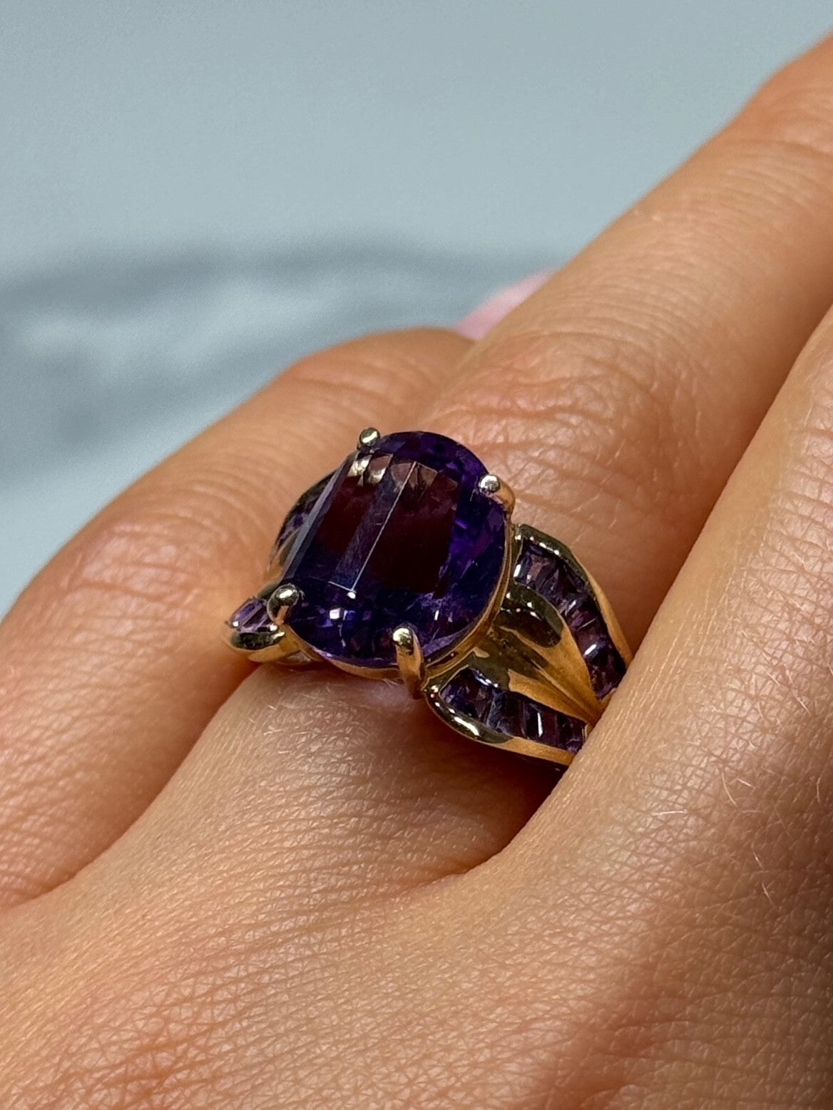 10K Yellow Gold Amethyst Ring Size 7