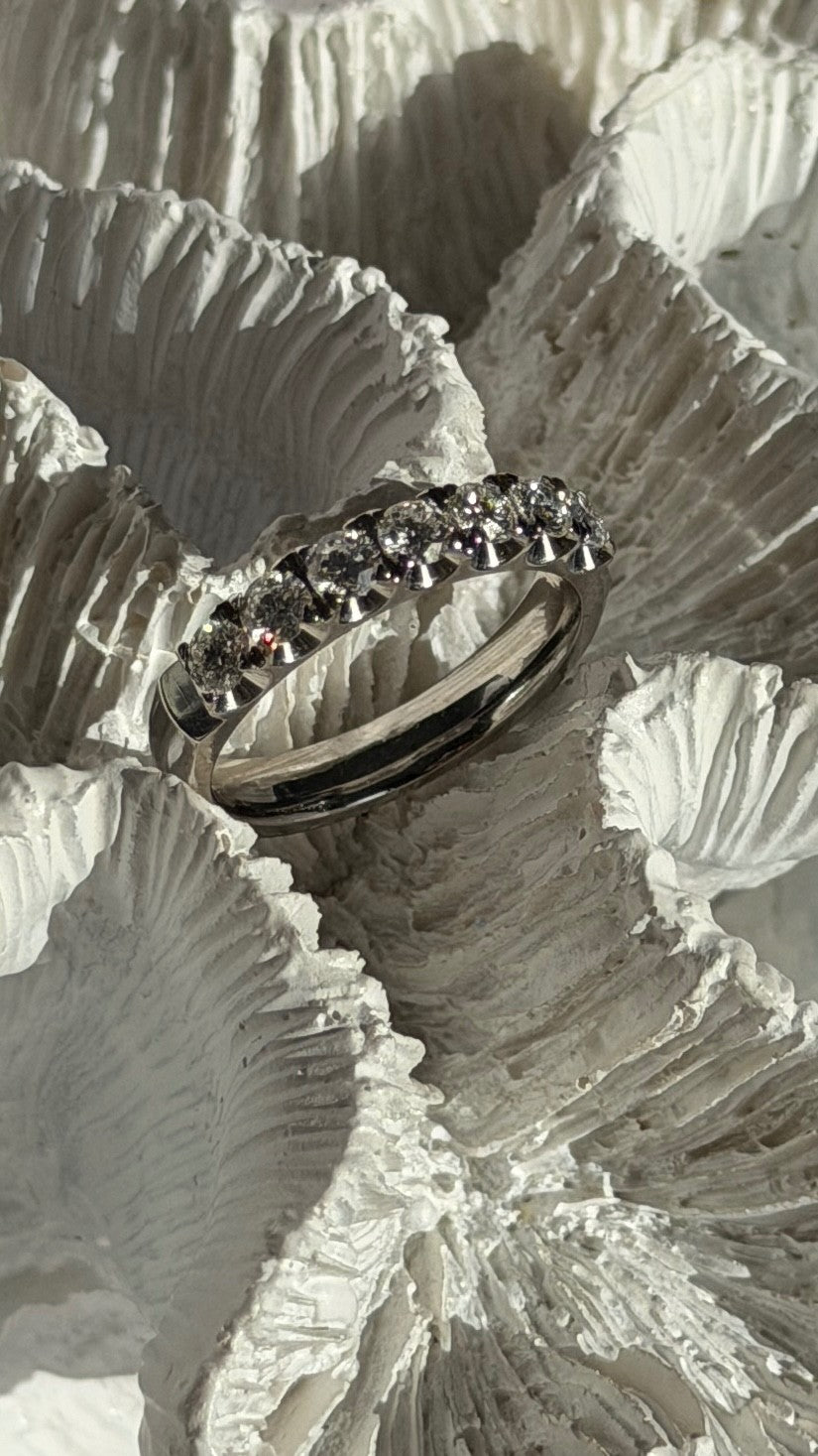 Custom 14K White Gold Diamond 0.85 ct Ring Size 8