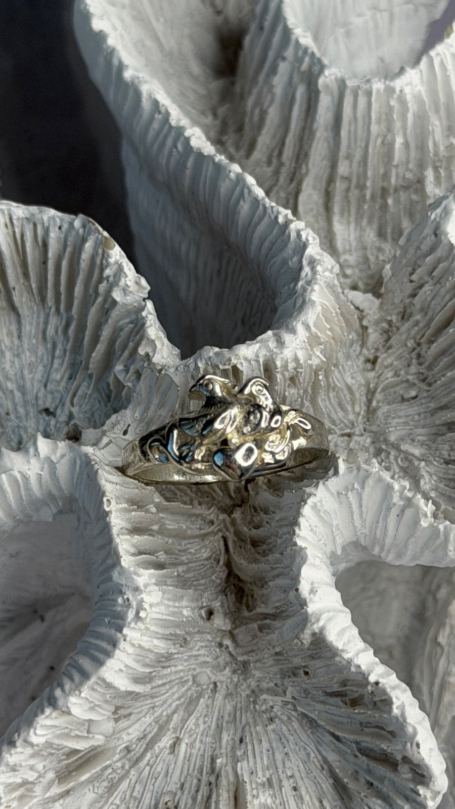 925 Sterling Silver Birds Heart Ring Size 6.5