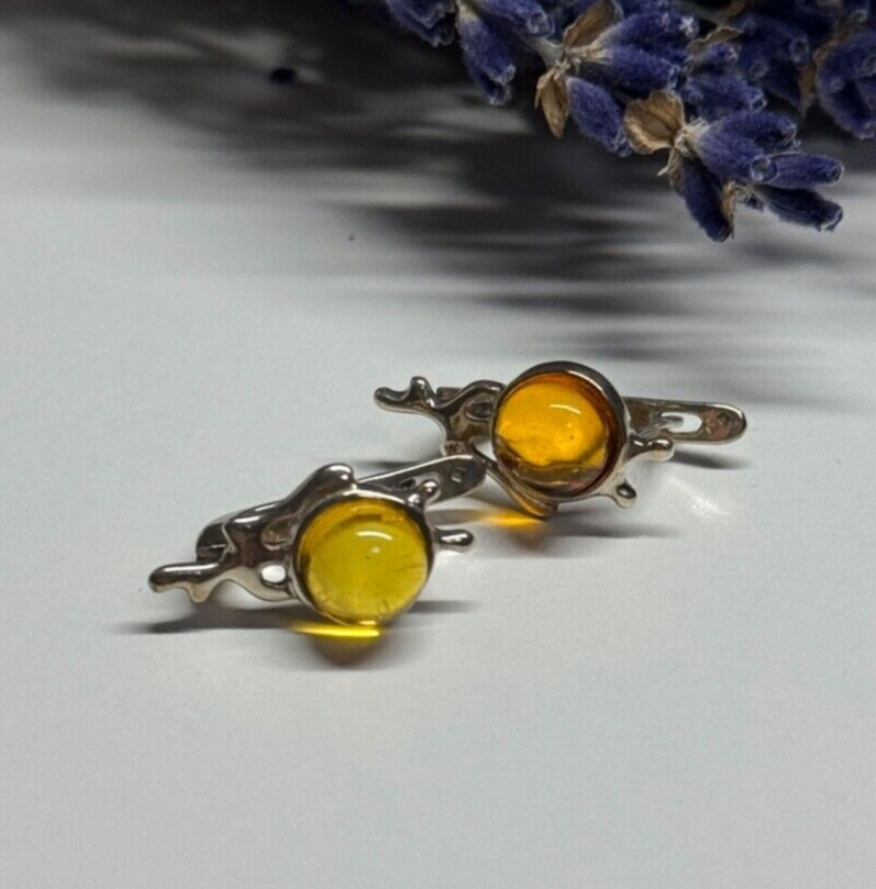 925 STERLING SILVER  AMBER EARRINGS