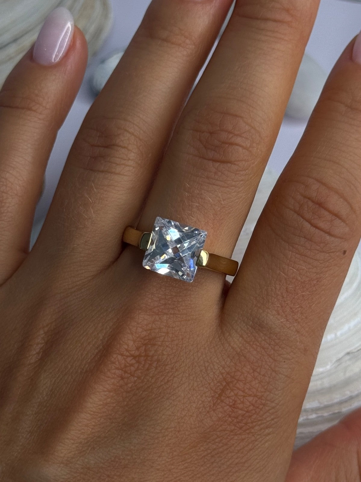 Classy Design 925 Sterling Silver Gold Plated Cz Ring Size 10