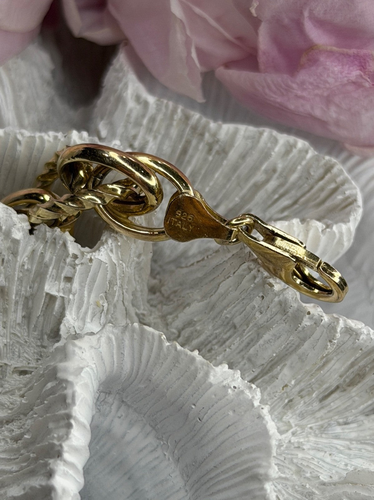 Italy 925 Sterling Silver Gold Plated Bracelet Length 8