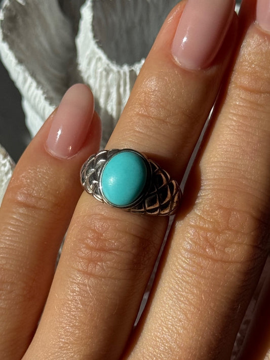 Vintage 925 Sterling Silver Larimar Ring Size 5