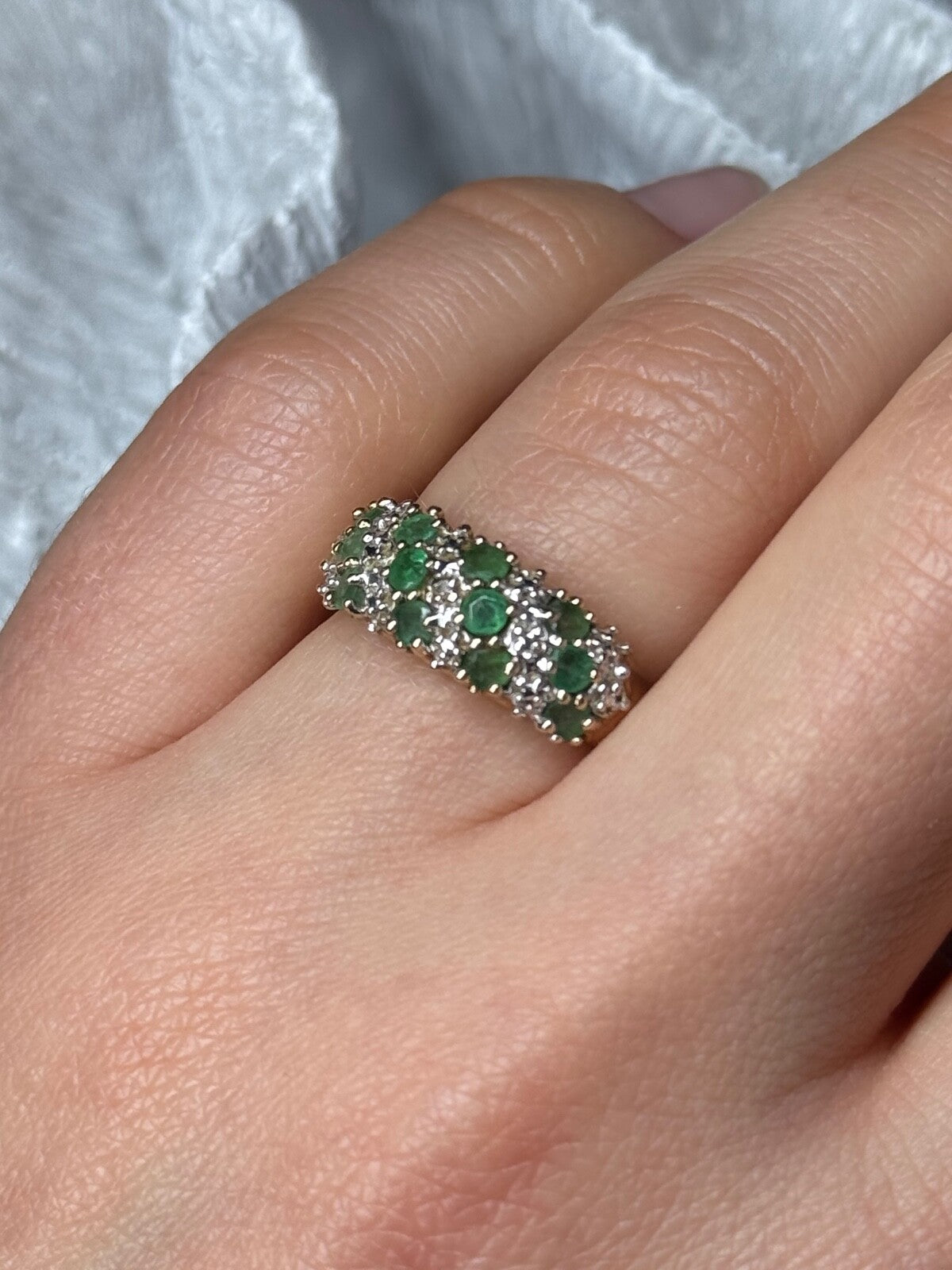 10K Yellow Gold Ring Emerald & Diamond Size 6
